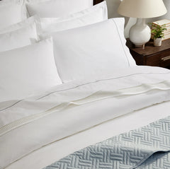 Percale Embellished Sheet Set - White/Shore Embroidered