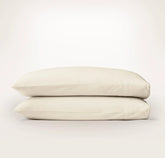 Percale Embellished Pillowcase Set - Cream/Cream Piped Edge