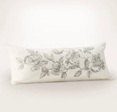 Etched Peony Pillow Cover - Cream/Pewter