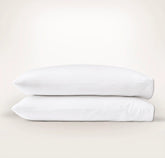 Percale Embellished Pillowcase Set - White/Pewter Piped Edge