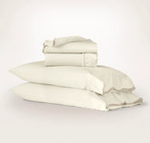 Percale Embellished Sheet Set - Cream/Sand Curved Edge