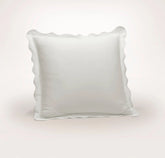 Percale Embellished Sham - White/White Curved Edge