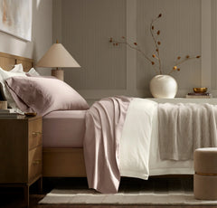 Percale Hemmed Sheet Set - Dusty Rose