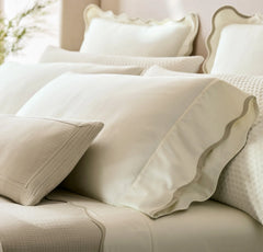 Percale Embellished Sheet Set - Cream/Sand Curved Edge