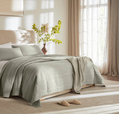 Signature Stripe Quilt Set - Sageleaf