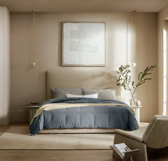 Percale Quilted Down Comforter - Bluestone