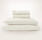 Percale Embellished Sheet Set - Cream/Cream Piped Edge