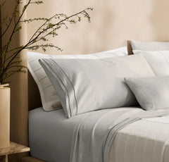 Signature Embellished Pillowcase Set - Mist/Mist Ladder Stitch
