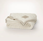 Basketweave Knit Throw Blanket - Cream/Pewter/Sand
