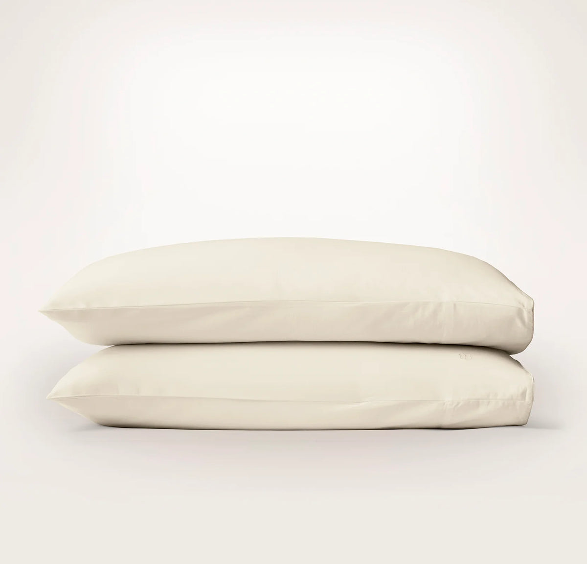 Percale Embellished Pillowcase Set - Cream/Cream Piped Edge