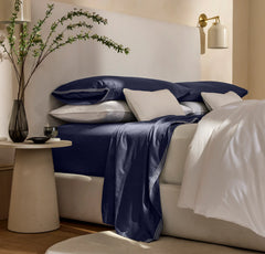 Percale Embellished Sheet Set - Coastal Navy/White Sail Stitch