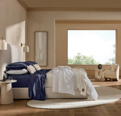 Percale Embellished Sheet Set - Coastal Navy/White Sail Stitch