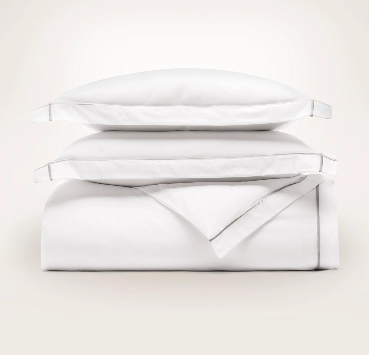 Percale Embellished Duvet Set - White/Oak Embroidered