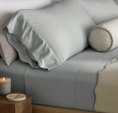 Percale Embellished Sheet Set - Shore/Shore Curved Edge